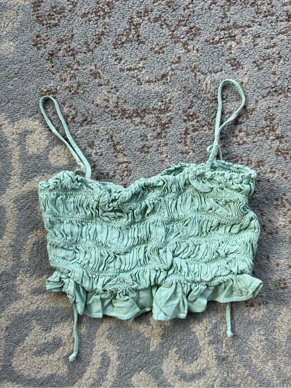 Willow Smocked Crop Top Mint Green Medium